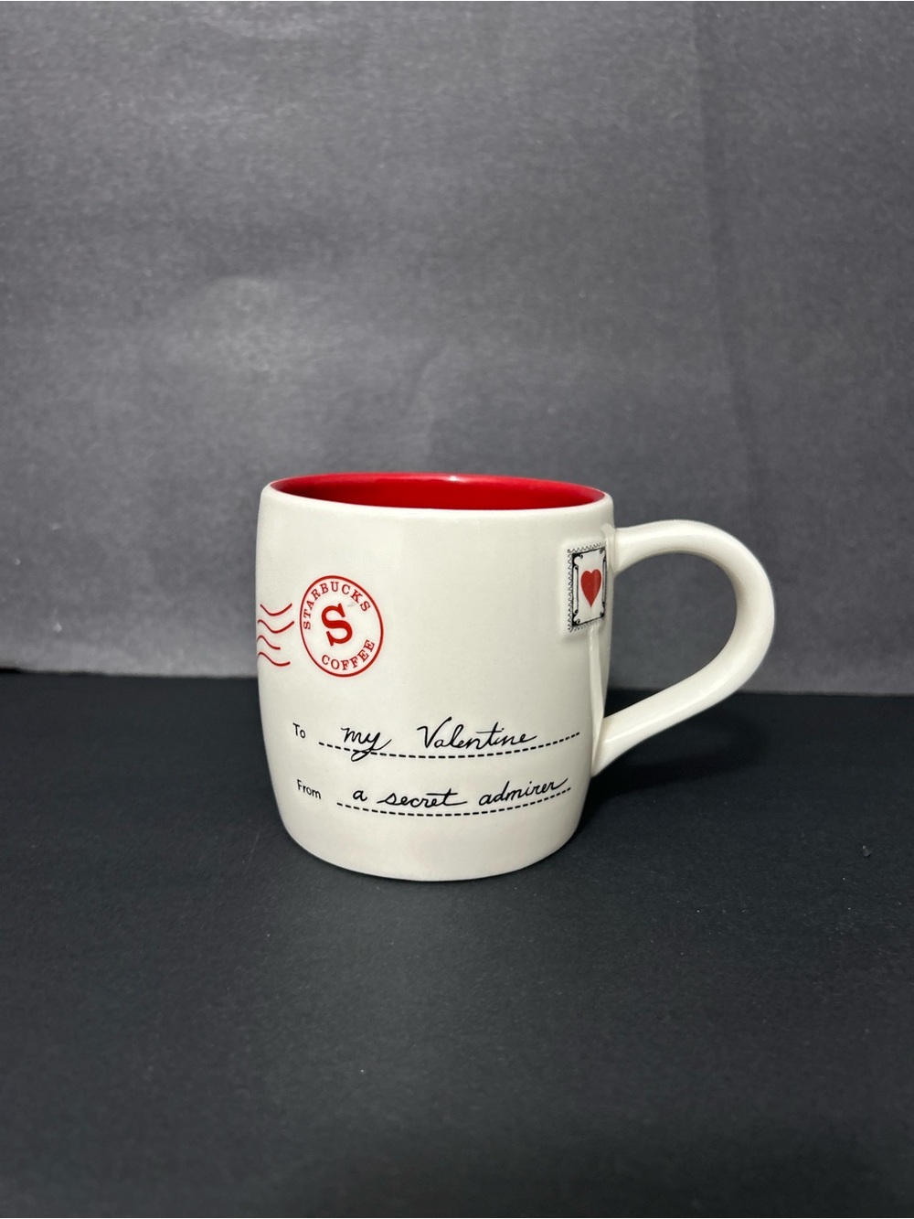 Starbucks White Mug with Red Interior and Valentine Details